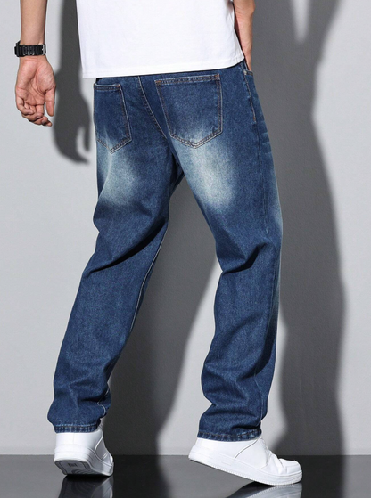 Jeans large homme avec délavage