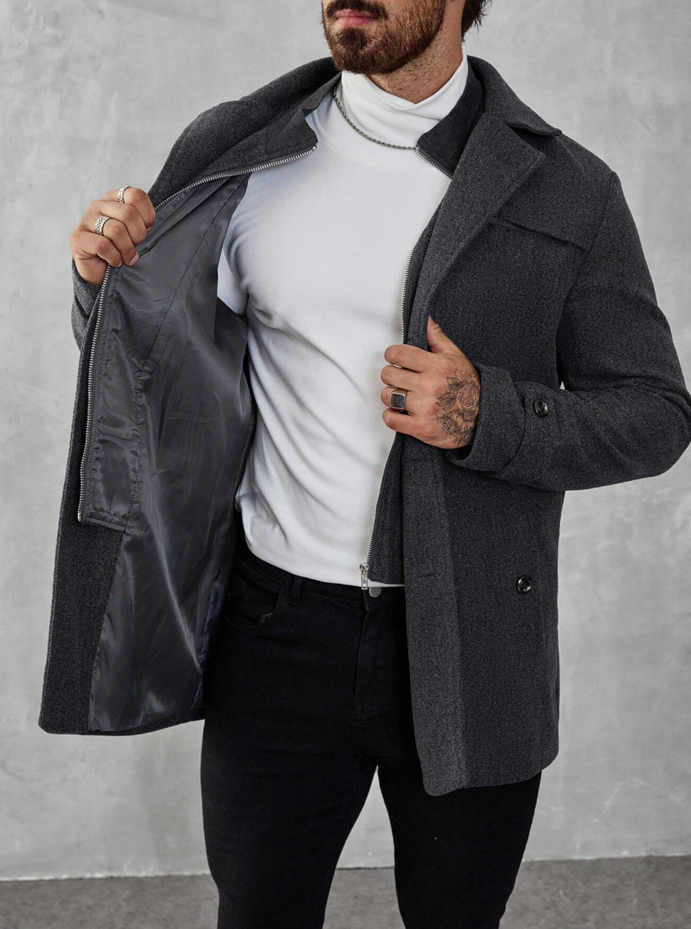 Manteau élégant homme avec fermeture éclair