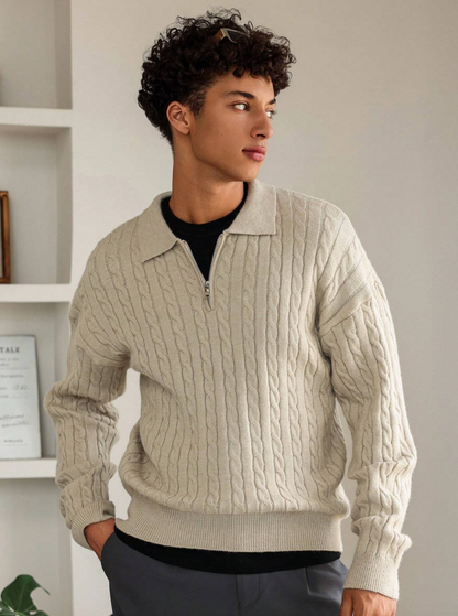 Pull élégant homme en tricot épais