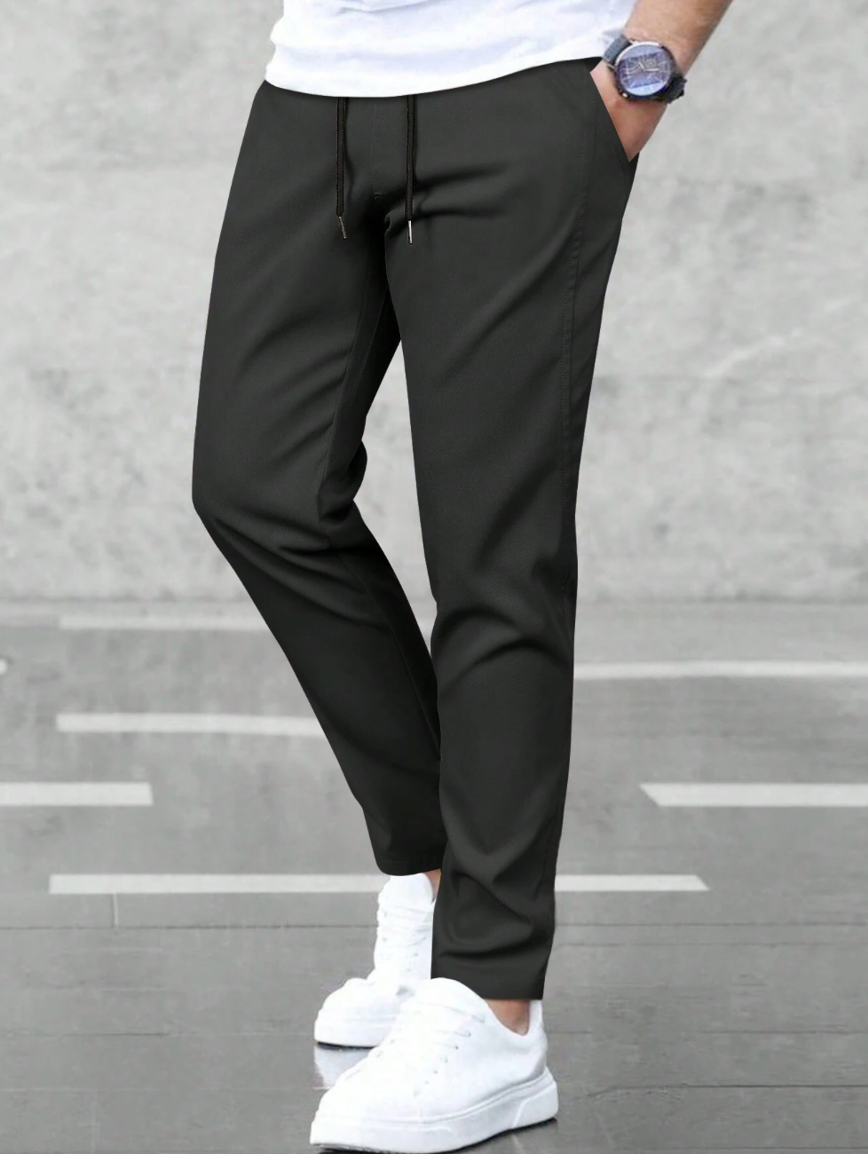 Pantalon élégant homme avec cordon de serrage