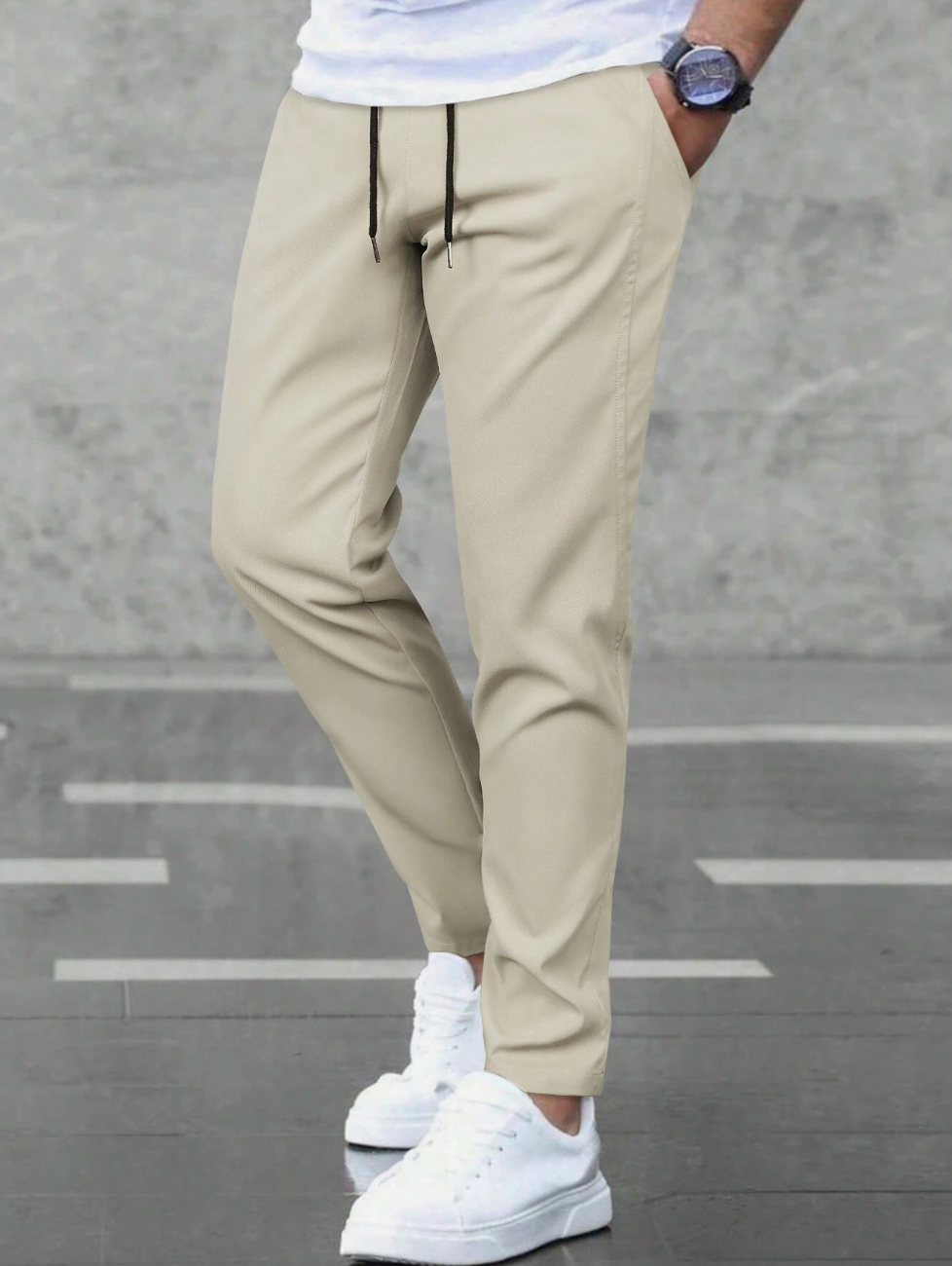 Pantalon élégant homme avec cordon de serrage