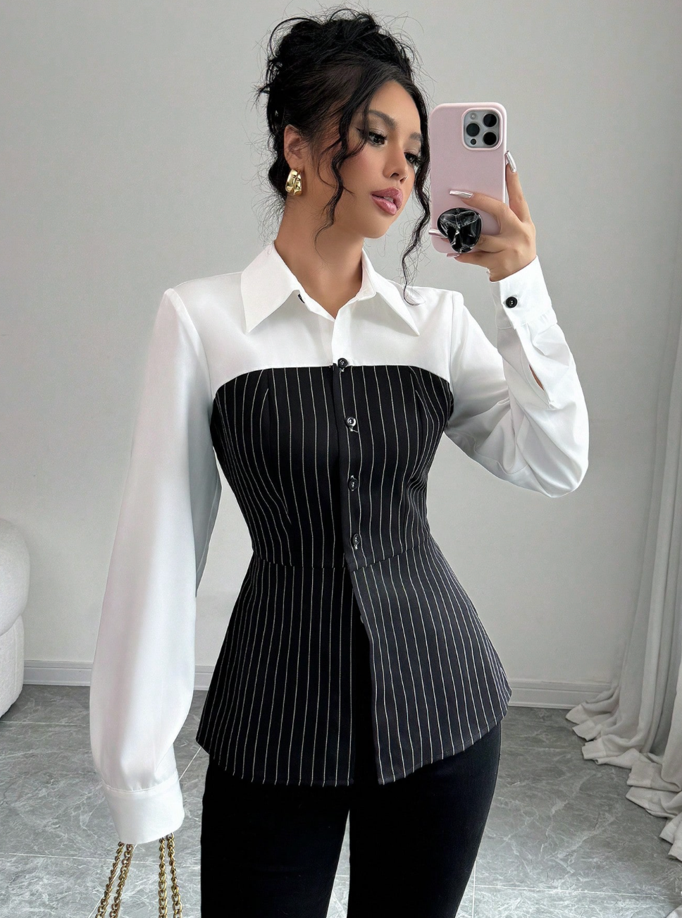 Chemise avec top rayé 2 en 1