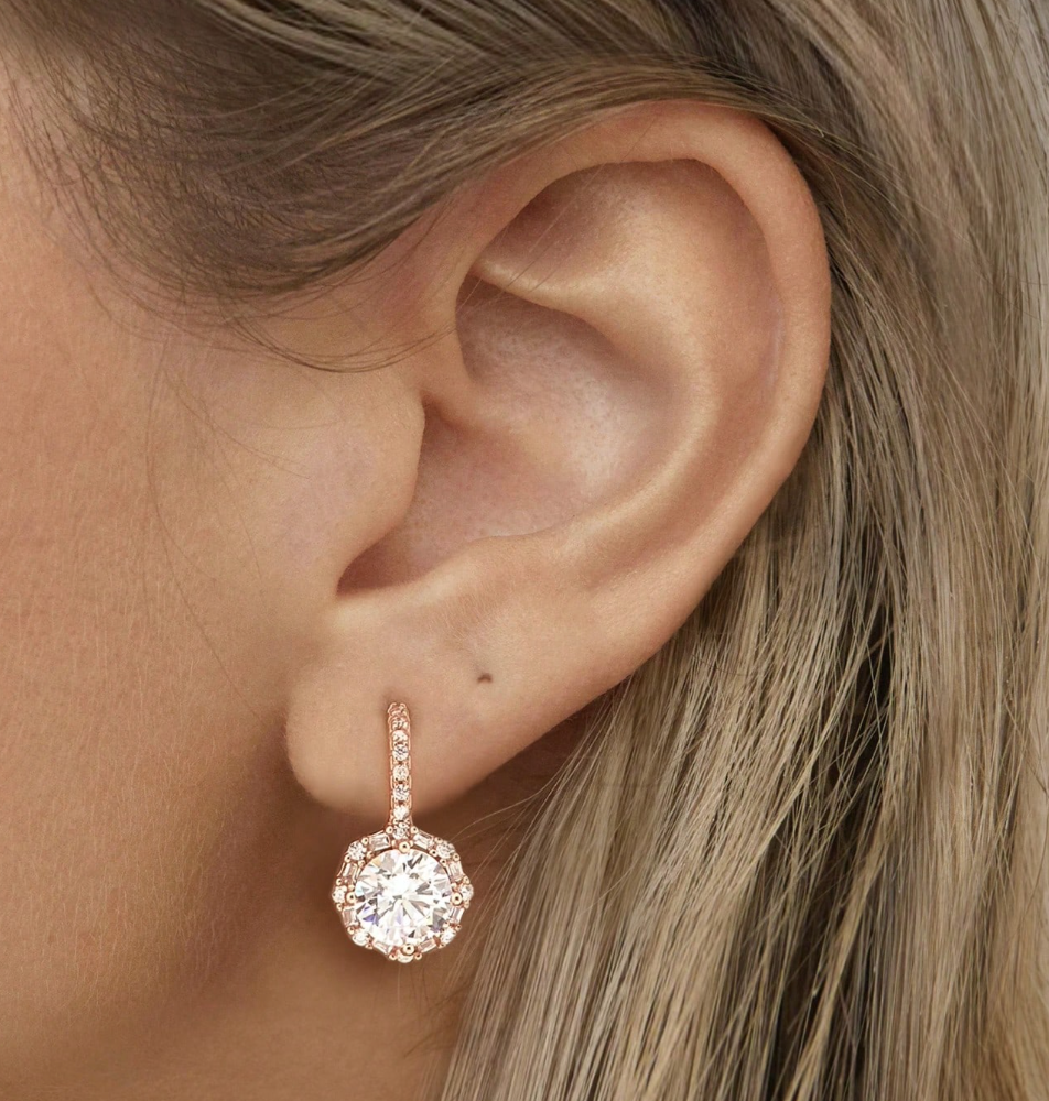 Boucles d'oreilles en argent avec diamant