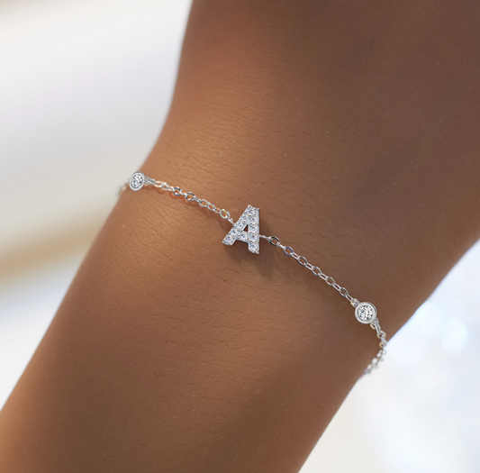 Bracelet en argent avec lettre alphabet A-Z