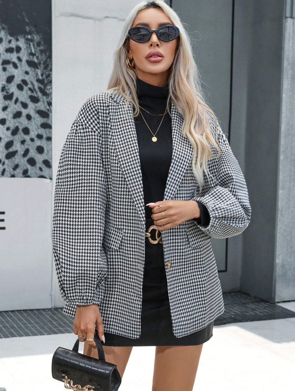 Blazer avec motif et manches lanternes