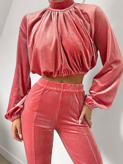 Ensemble blouse manches longues et legging en velours