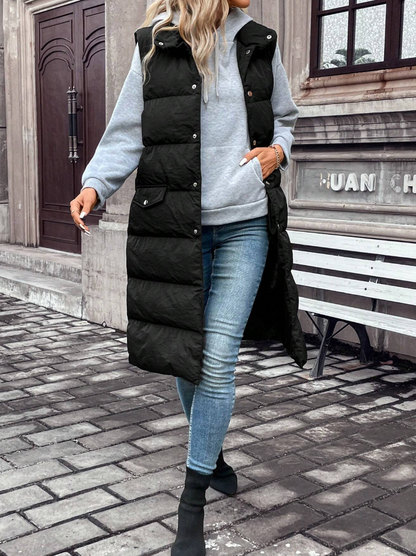 Gilet piumino con tasca con patta