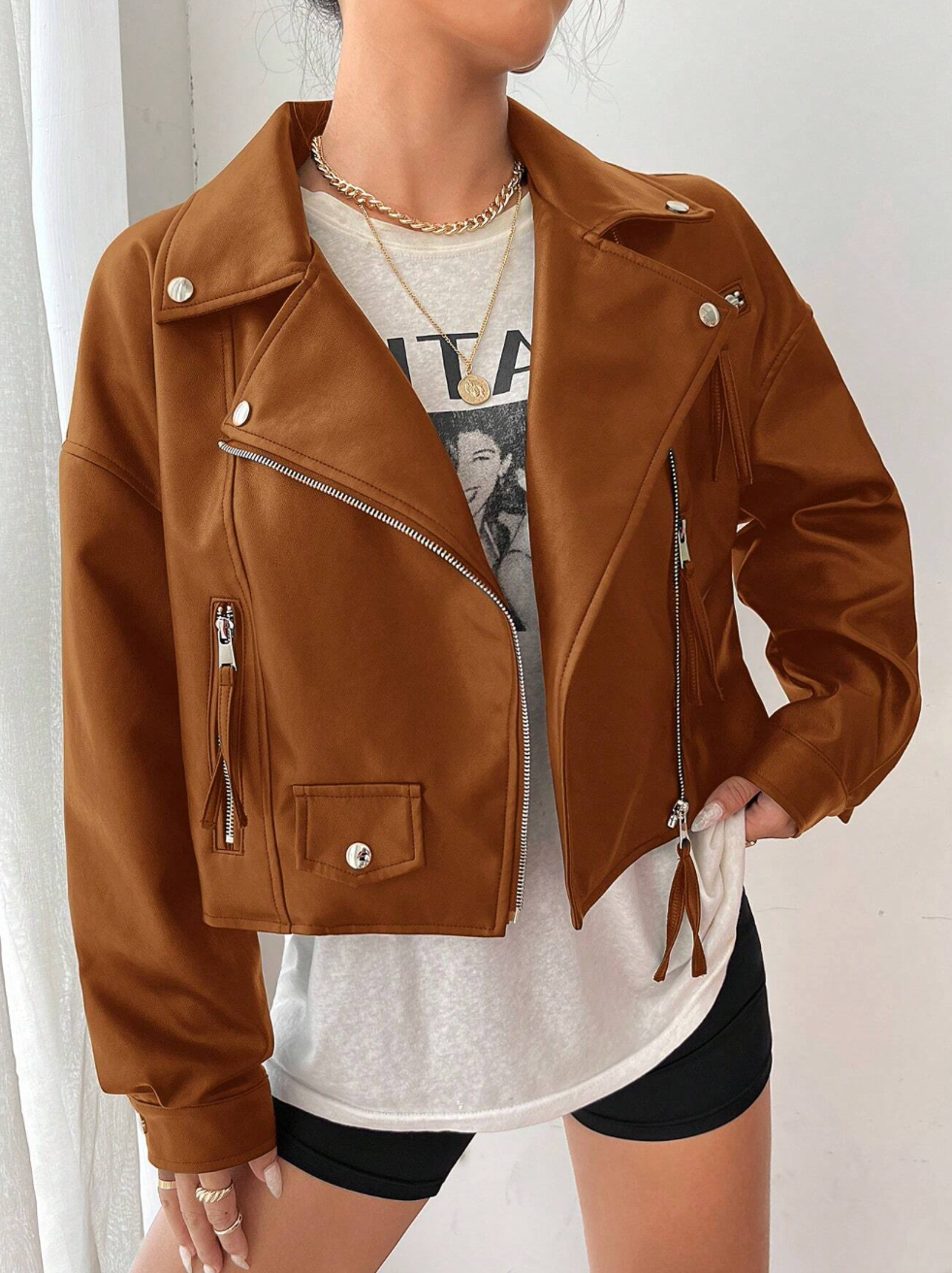 Jacket de moto en simili cuir