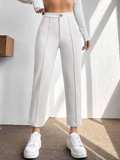 Pantalon taille haute avec couture en détail