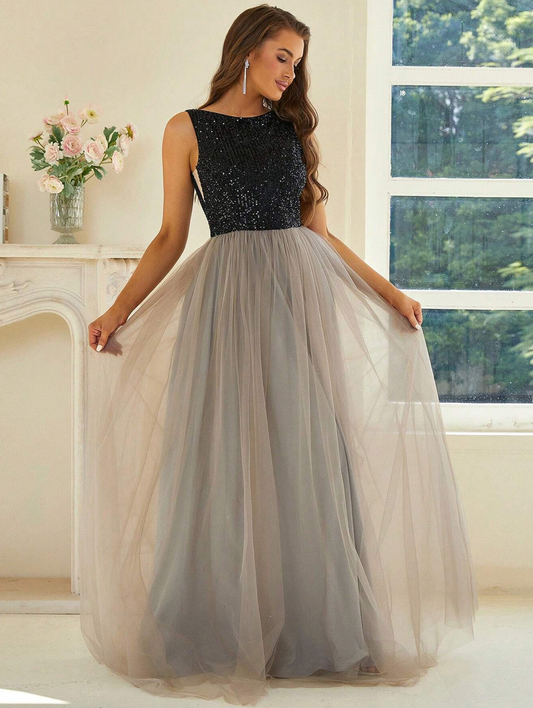 Robe de cérémonie longue avec paillettes