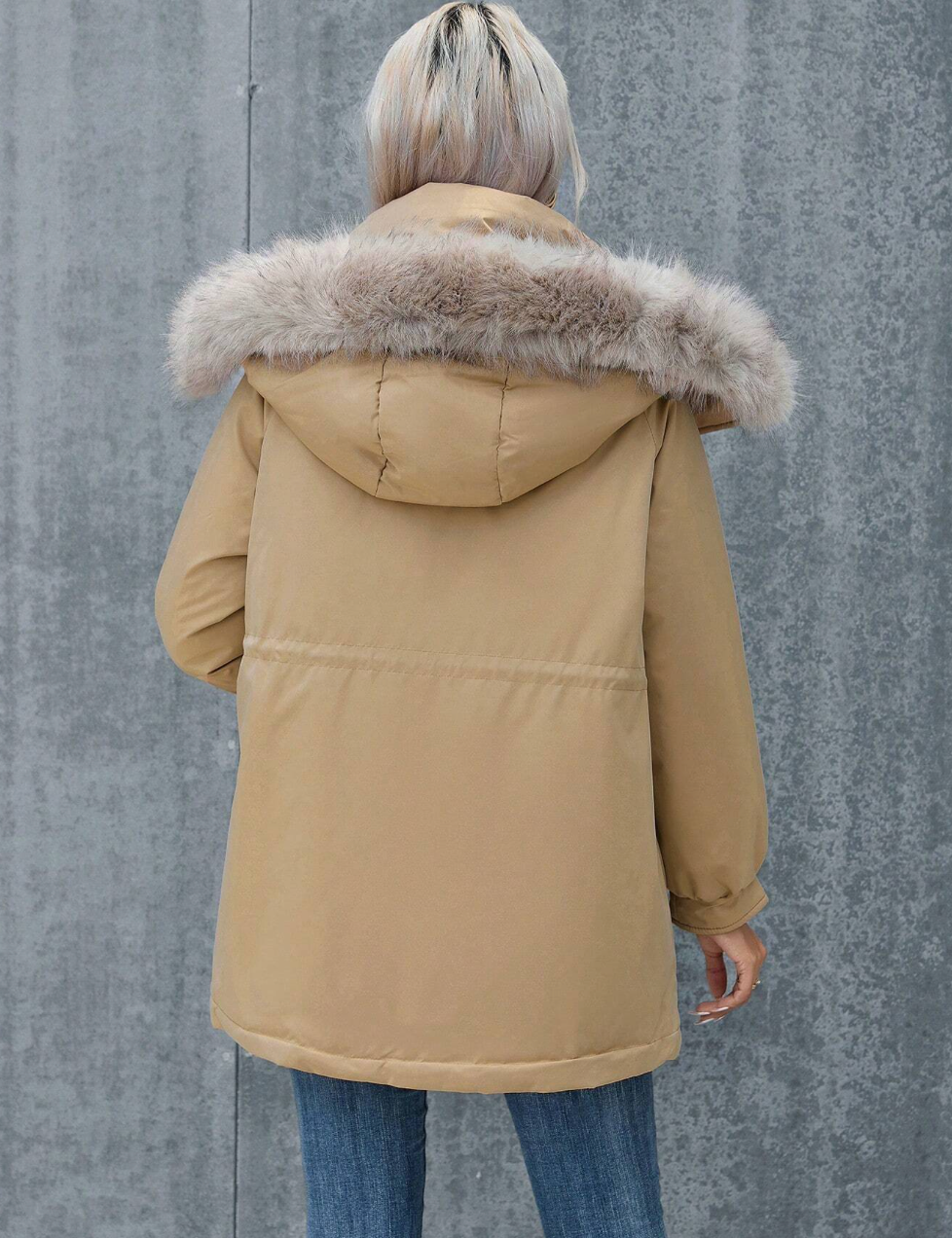 Manteau parka avec capuche et ourlet moelleux