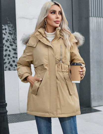 Manteau parka avec capuche et ourlet moelleux