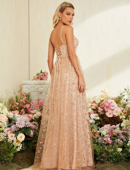 Robe de cérémonie longue avec broderie florale