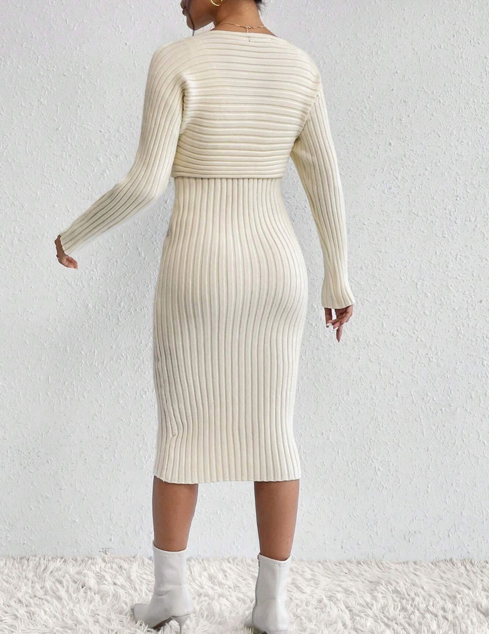 Ensemble robe et pull côtelé