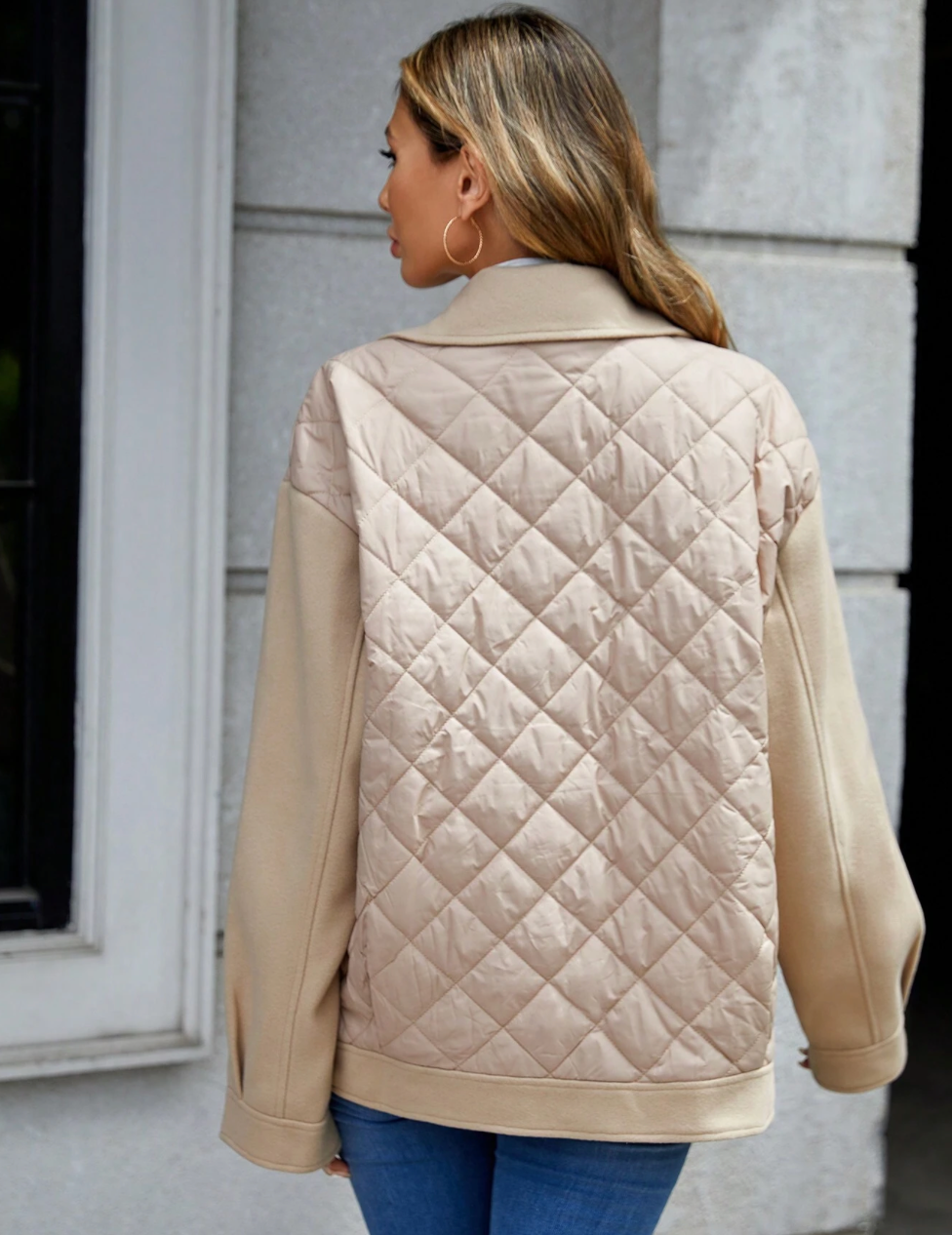 Manteau élégant matelassé avec deux poches