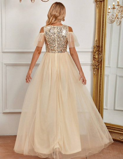 Robe de cérémonie longue élégante avec paillettes