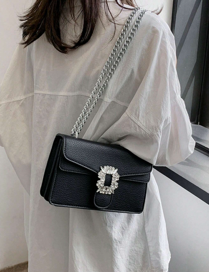 Sac à main carré avec serrure en strass