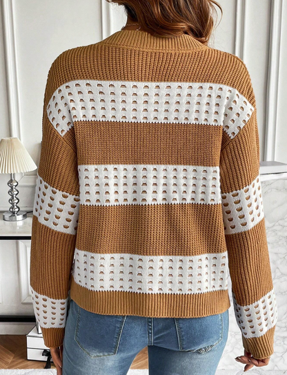 Cardigan avec bloc de couleur et boutons