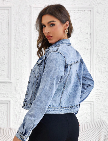 Jacket en jeans avec patte de boutonnage