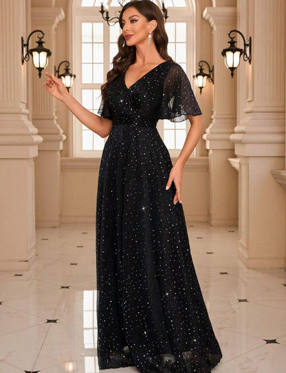 Robe de cérémonie longue avec manches à papillon