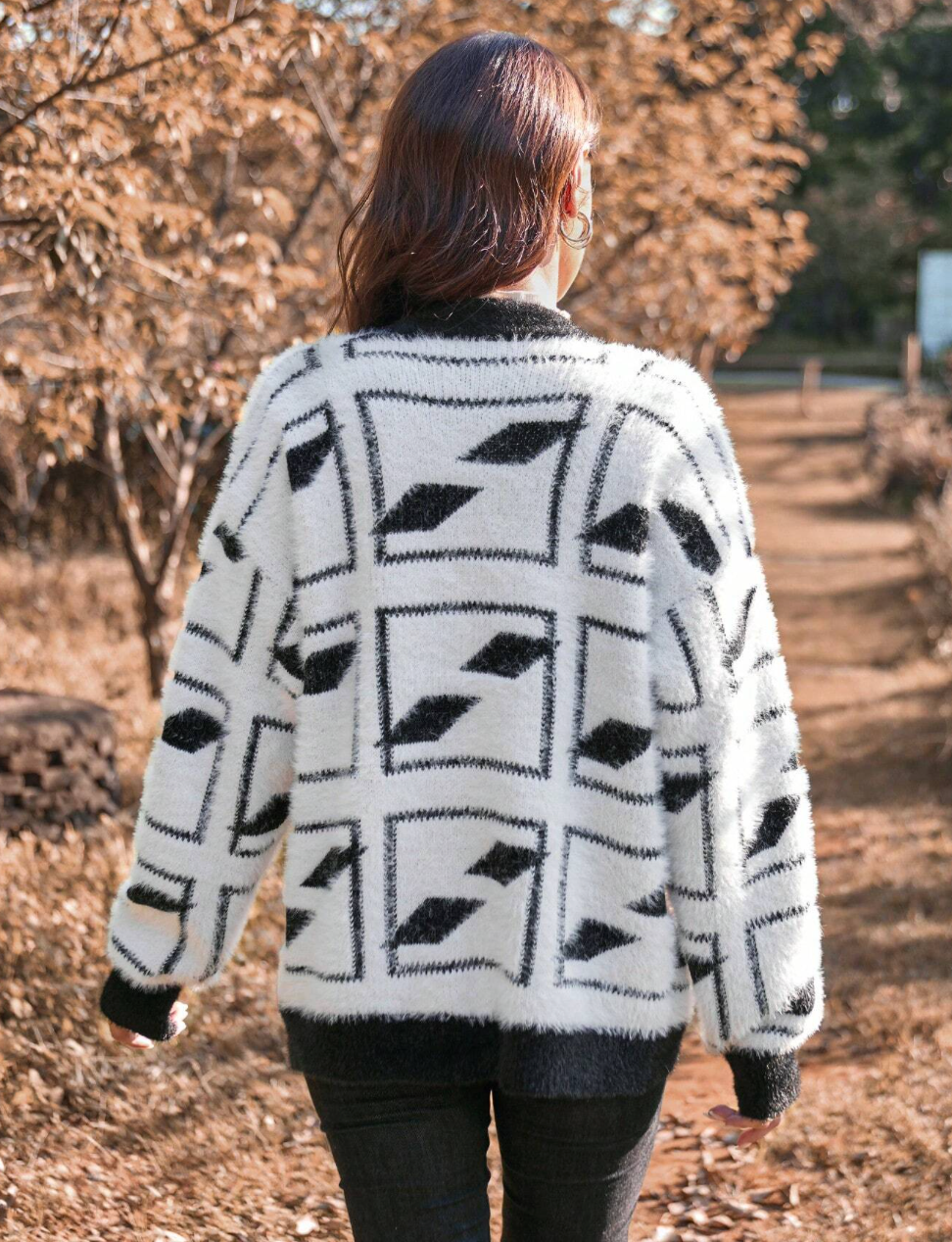 Cardigan élégant avec motif géométrique