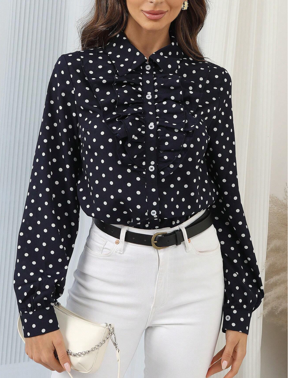 Chemise élégante avec motif pois