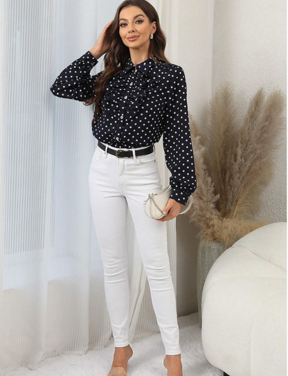 Chemise élégante avec motif pois