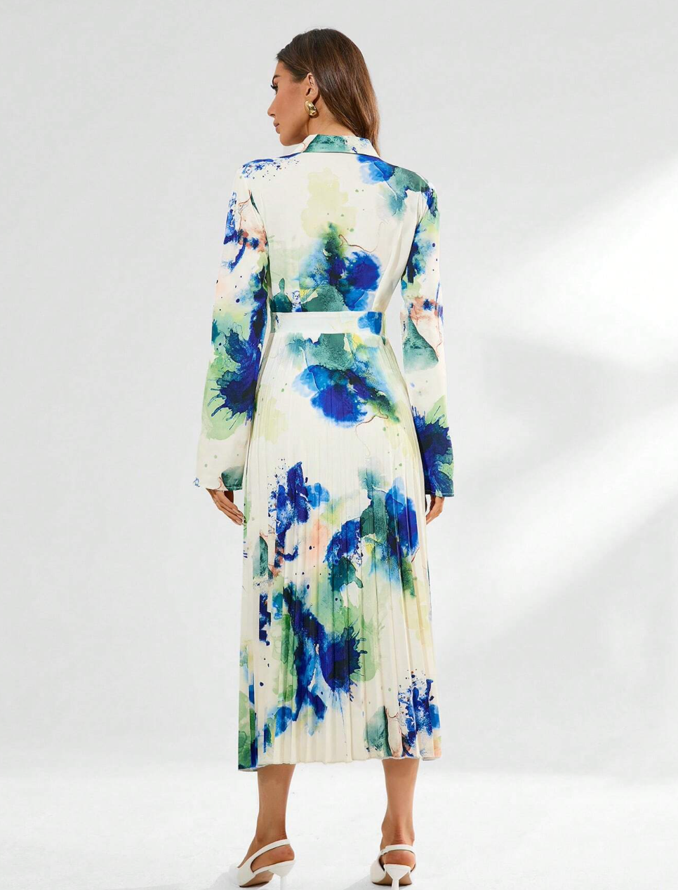 Robe élégante longue avec imprimé florale