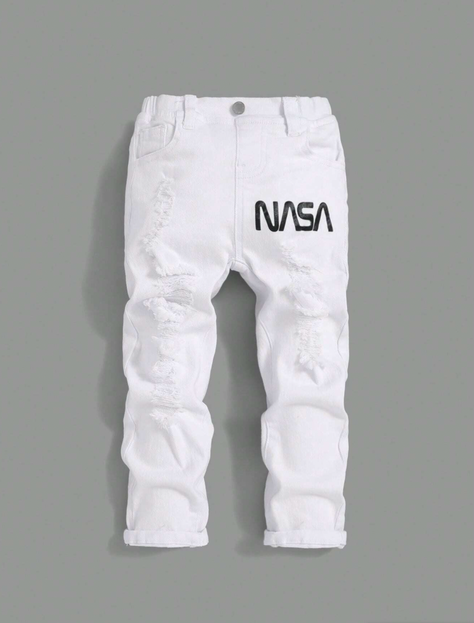 Jeans avec motif NASA et déchirures