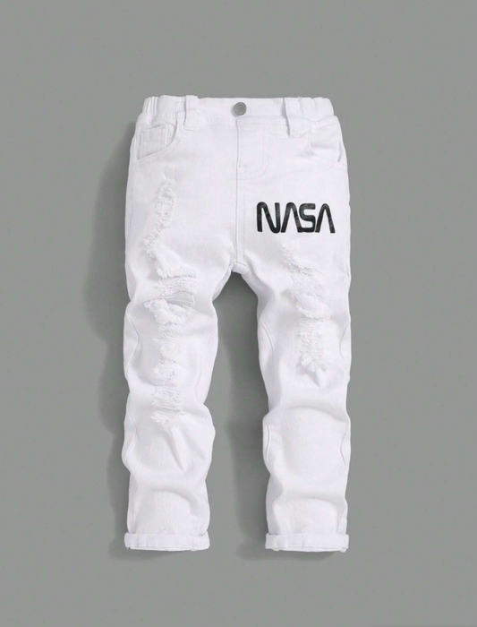 Jeans avec motif NASA et déchirures