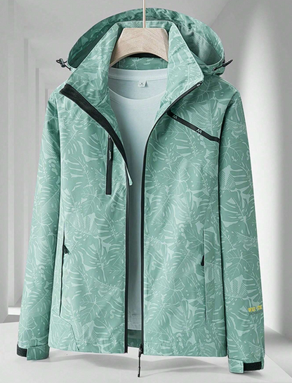 Jacket à capuche pour le sport de plein air, imperméable avec imprimé