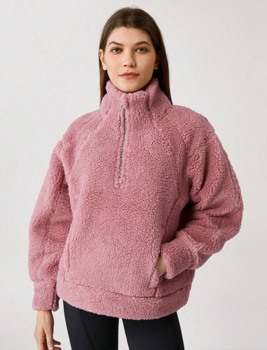 Sweat-shirt pelucheux avec fermeture éclair