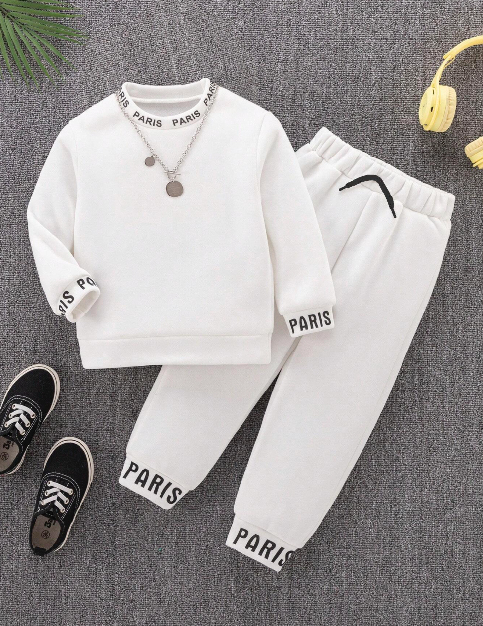 Ensemble pull et pantalon jogging avec motif lettres