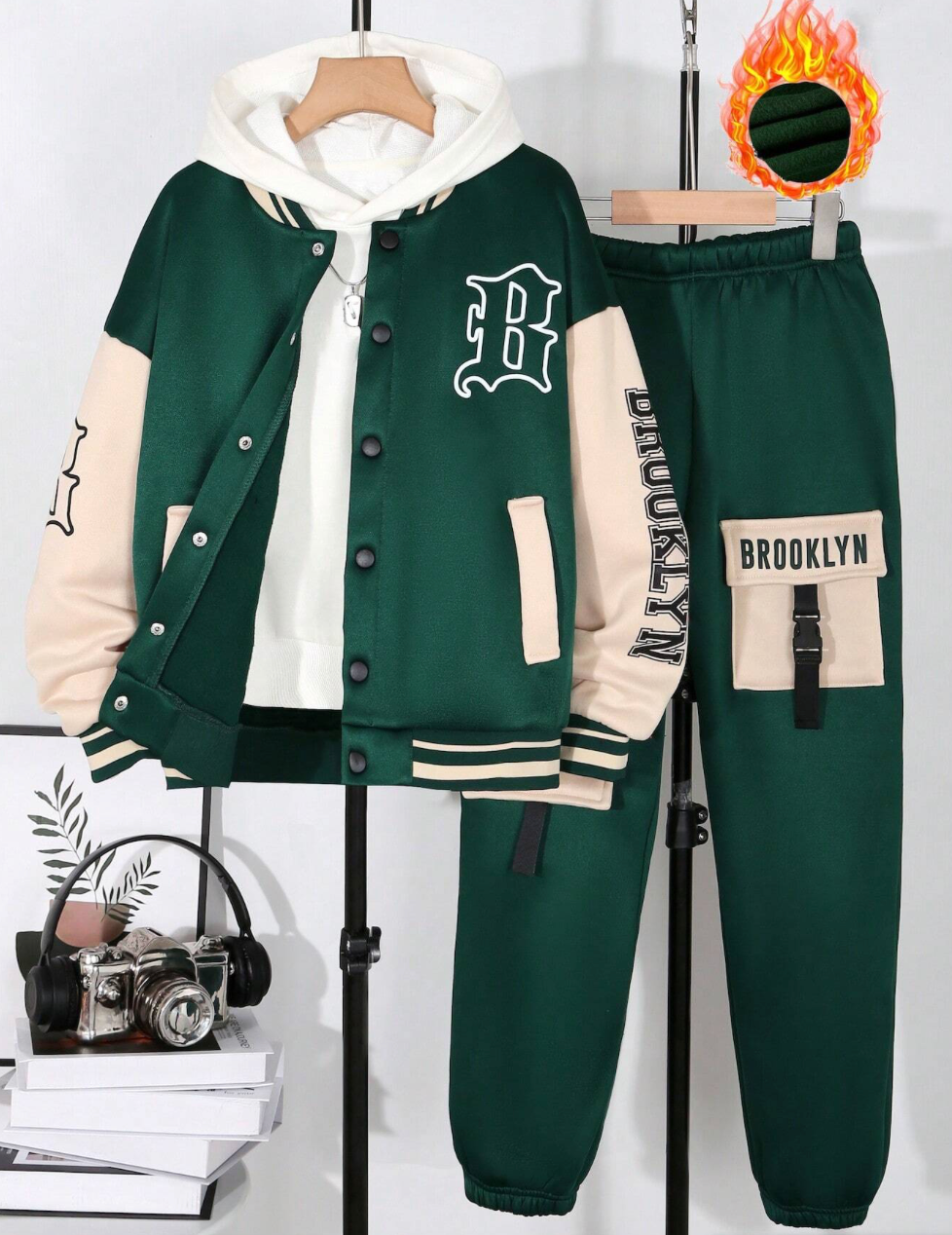 Ensemble jacket avec graphique lettres et pantalon