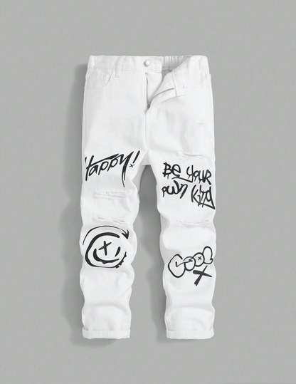 Jeans skinny avec graphiques lettres