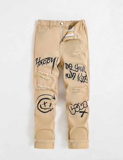 Jeans skinny avec graphiques lettres