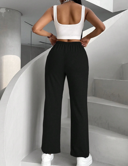 Pantalon taille haute avec cordon serrage