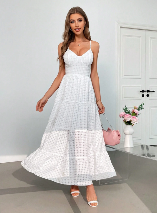 Robe élégante longue avec broderie floral