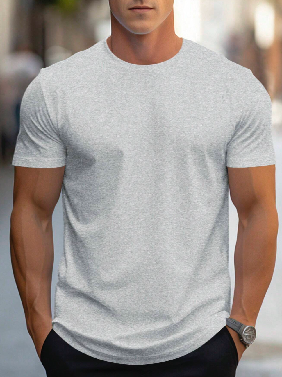 T-shirt basique homme avec col rond