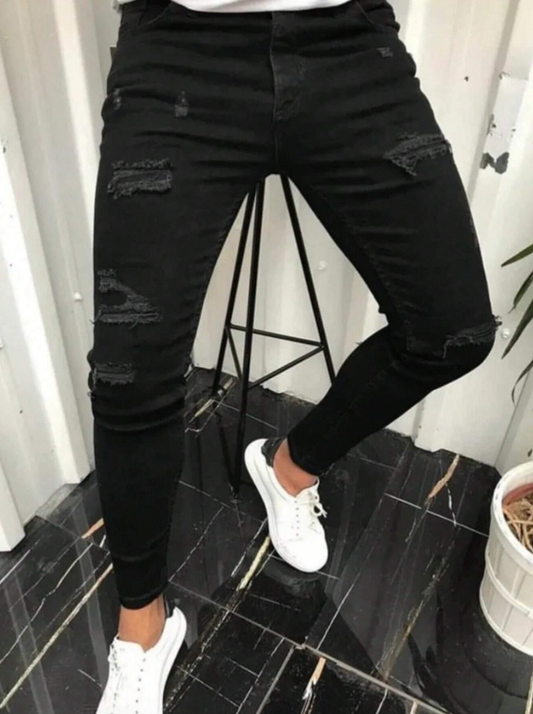 Jeans skinny homme avec déchirures