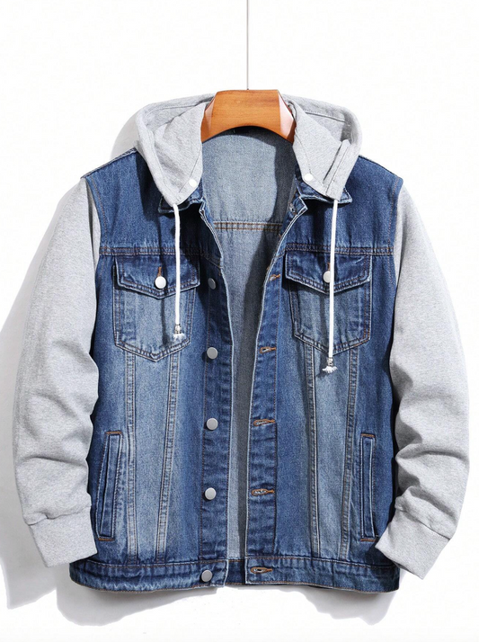 Veste en jeans homme 2 en 1 avec capuche