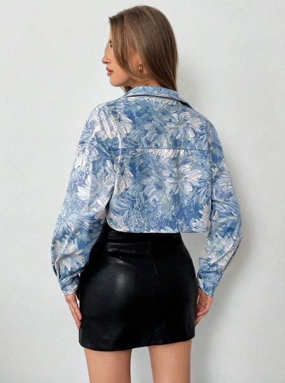 Veste vintage courte avec motif florale