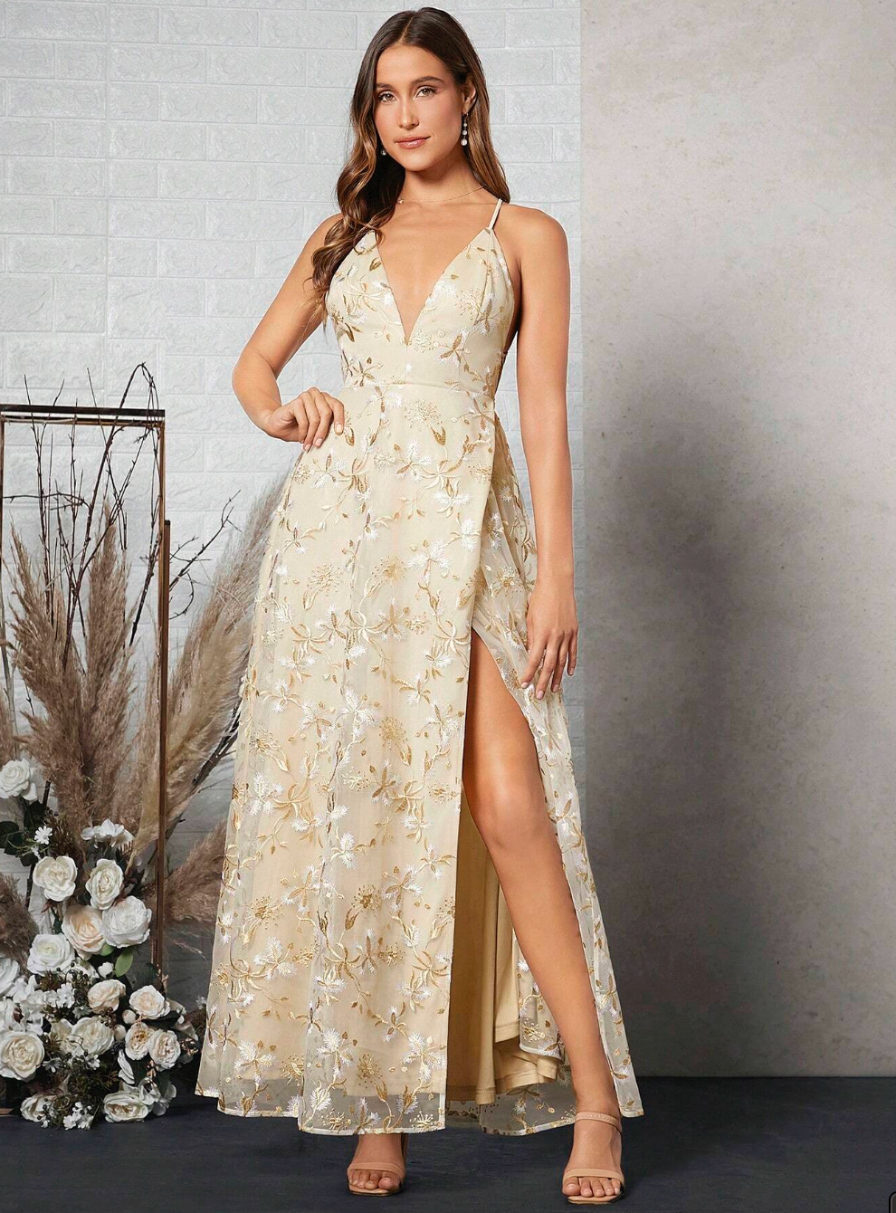 Robe longue de cérémonie avec dos dénudé