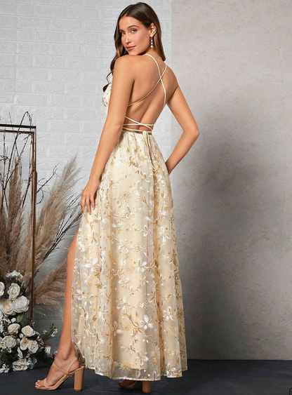 Robe longue de cérémonie avec dos dénudé