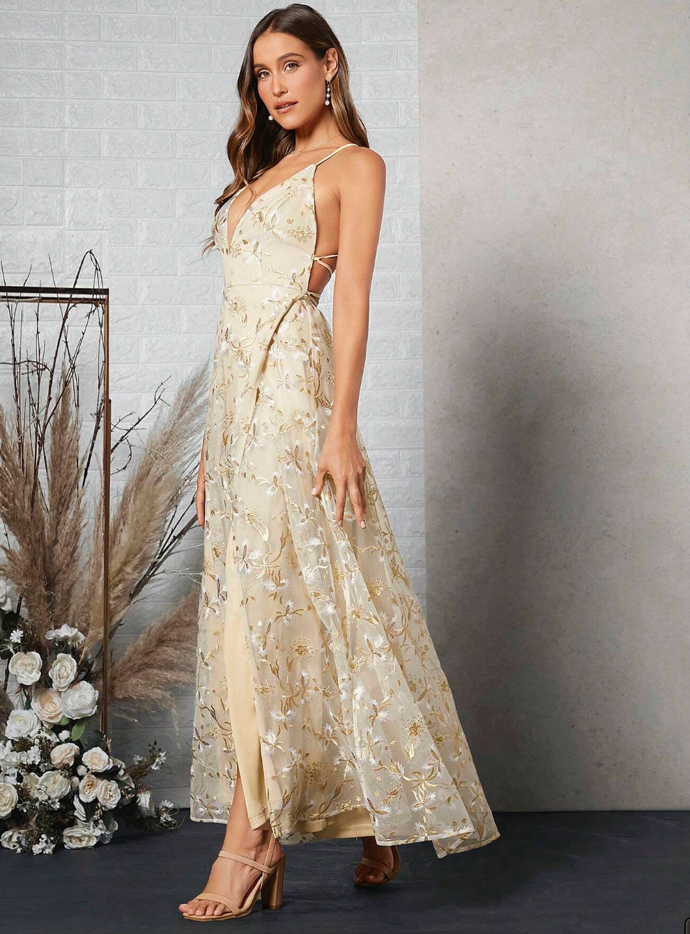 Robe longue de cérémonie avec dos dénudé