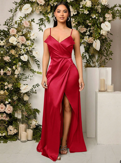 Robe longue de cérémonie en satin