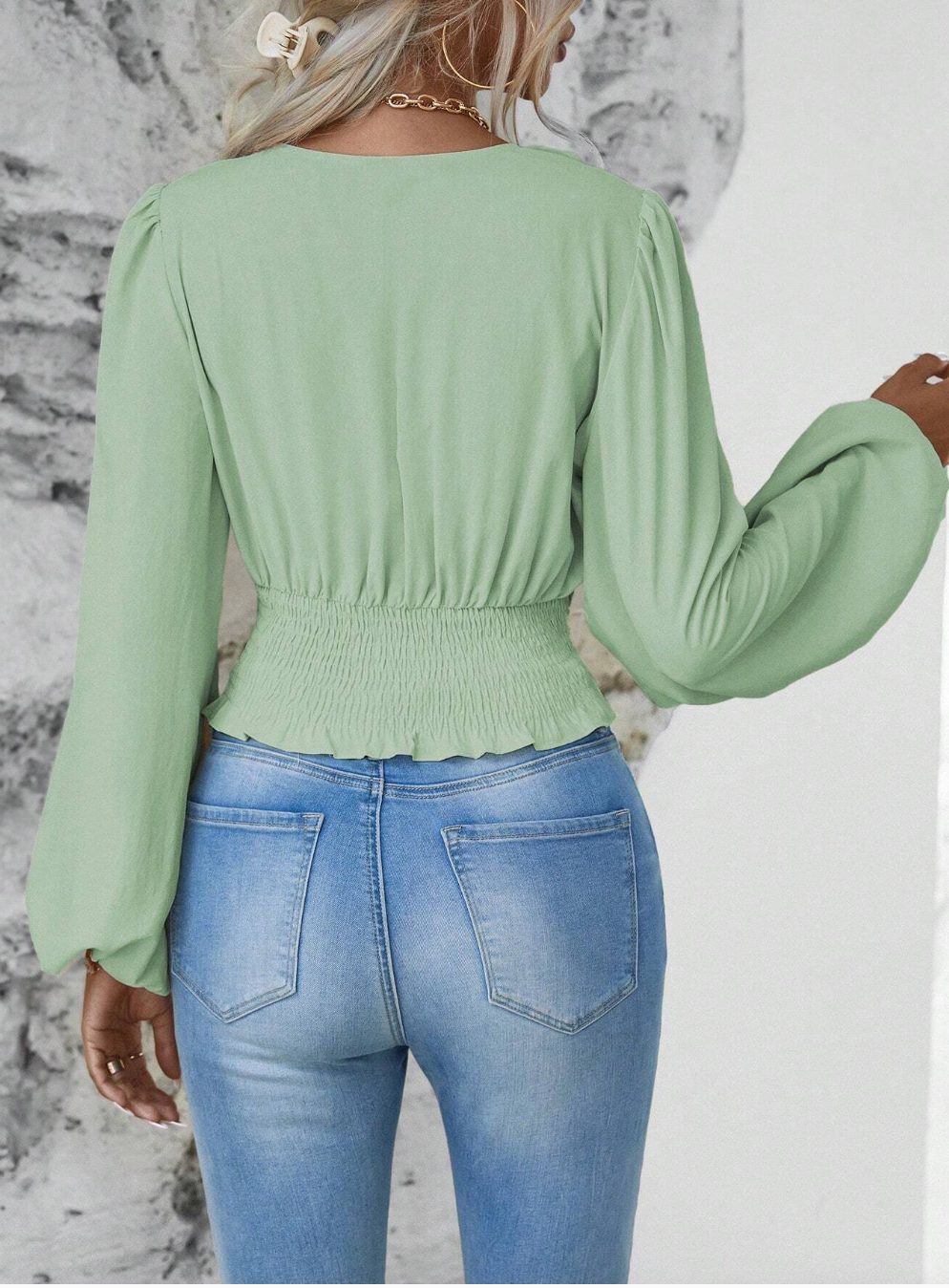 Blusa casual da donna con volant