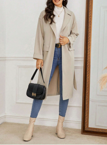 Trench-coat avec revers et ceinture