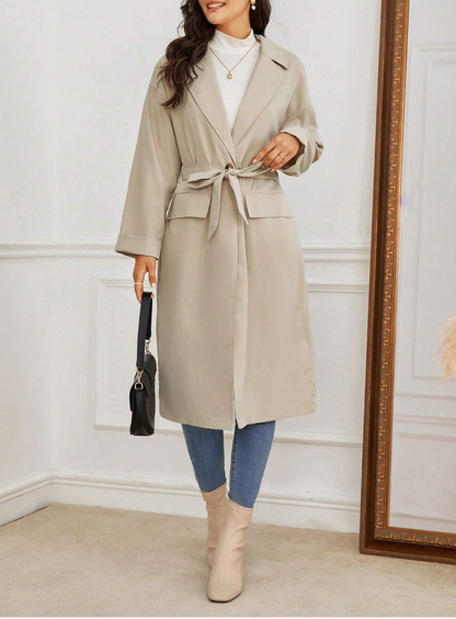 Trench-coat avec revers et ceinture