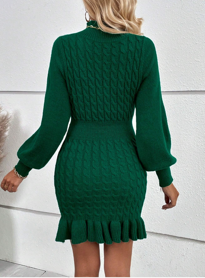 Pulloverkleid mit gestrickten Laternenärmeln